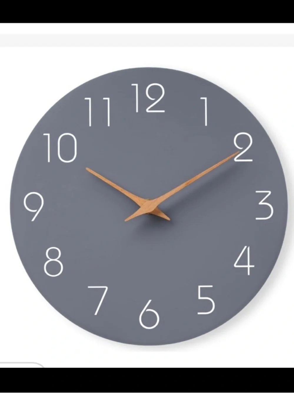 Modern Wooden Wall Clock Non-Ticking Battery-Operated 14” Gray